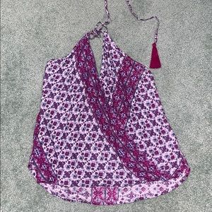 Patterned Halter Blouse